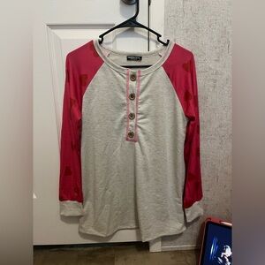 Heart sleeve Henley top